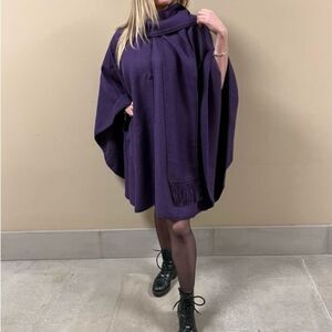 Simply Natural 100% Alpaca Shawl With Attached Scarf One Size